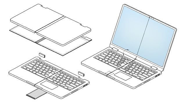 三星全新笔记本专利公开：键盘一分为二，折叠后四分之一大小 - 1