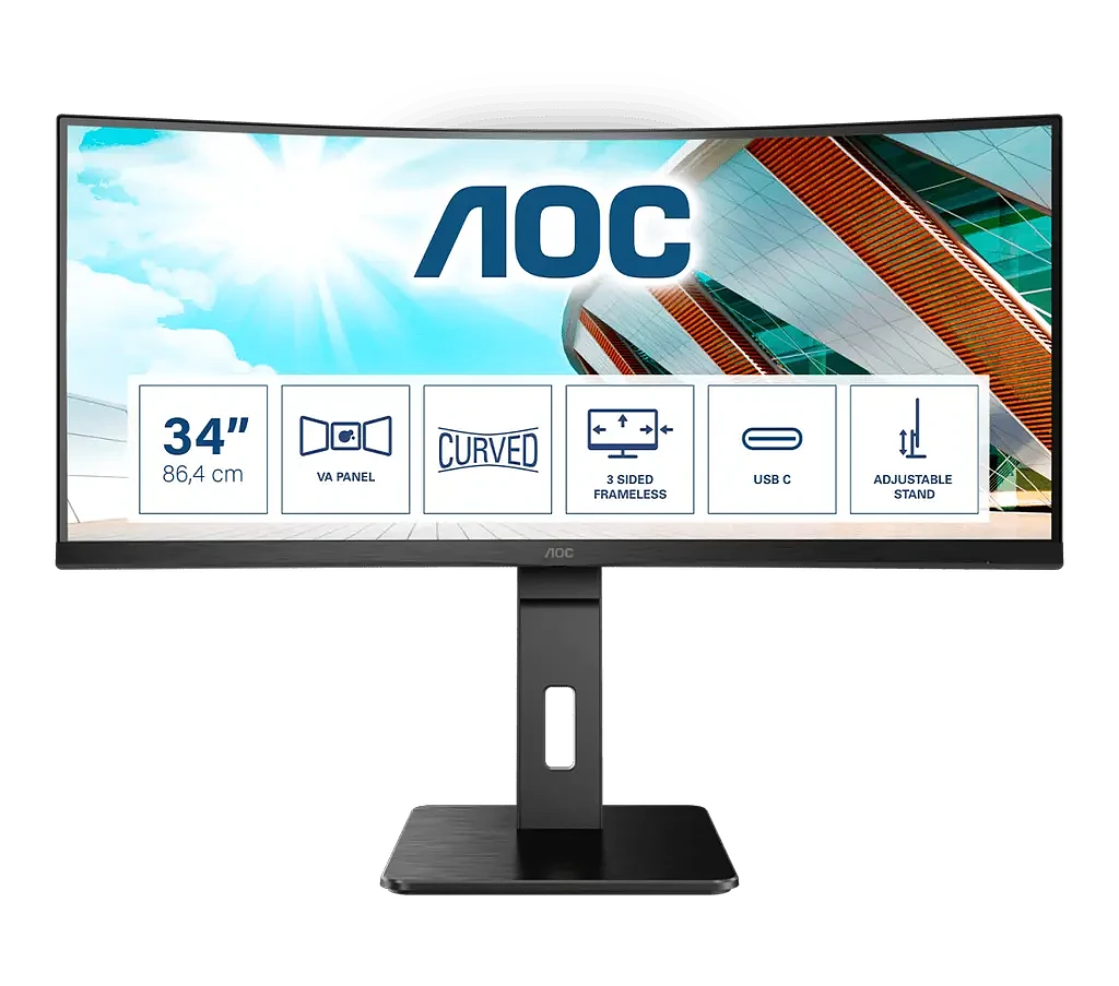 [图]AOC推出34吋商务显示器CU34P2C：5月上市发售 - 1
