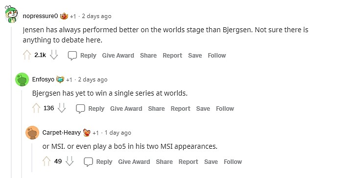 Reddit热议Jensen和比尔森：选手历史地位难道完全看世界赛成绩？ - 3