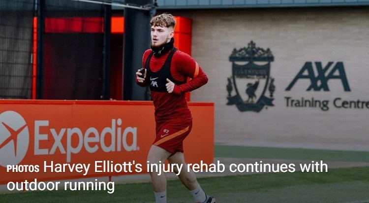 利物浦官方：埃利奥特自重伤以来，首次进行室外训练