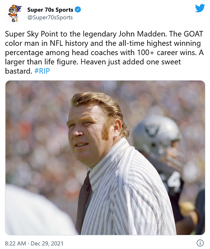 传奇NFL教练及知名视频游戏同名者John Madden去世 享年85岁 - 4