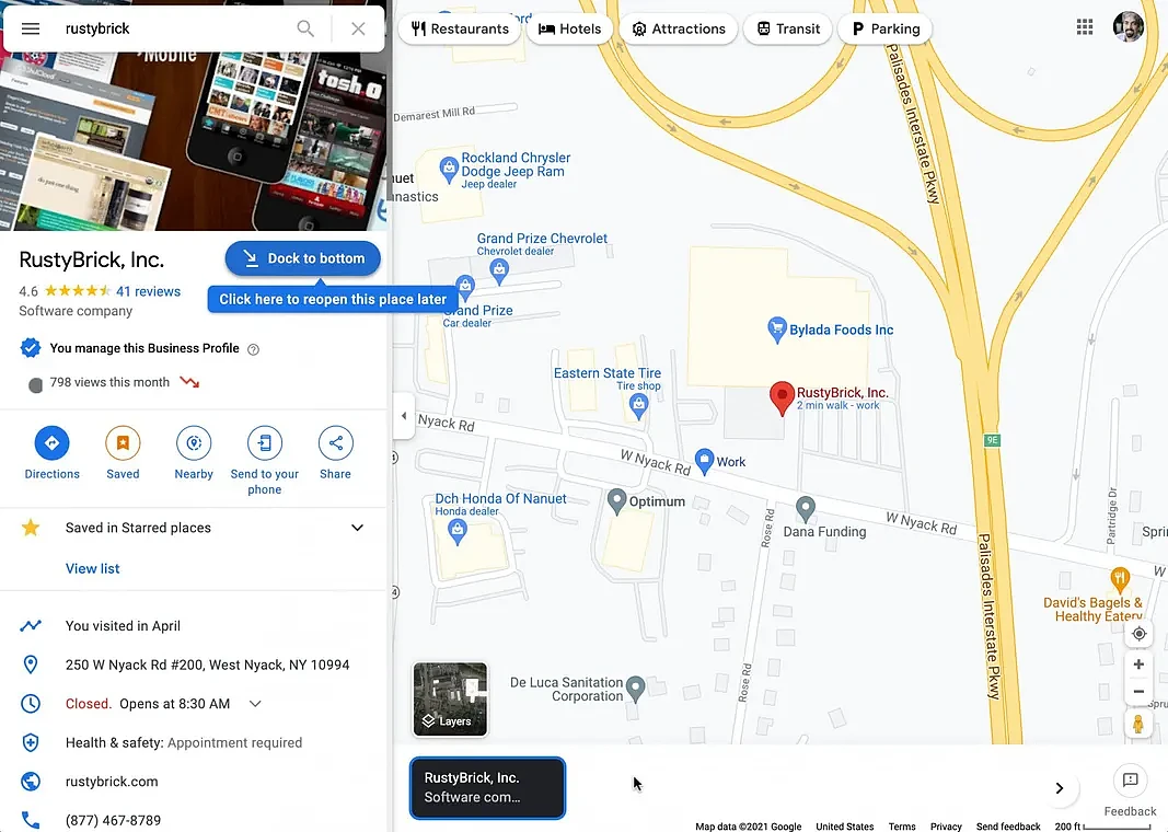 桌面端Google Maps新增“Dock to bottom”：标签化多景点 - 1