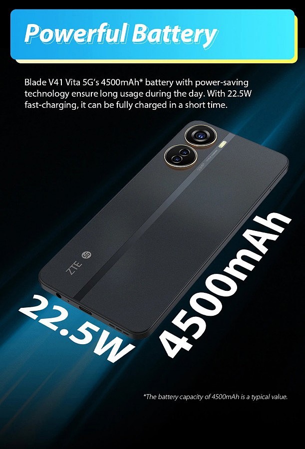 中兴 Blade V41 Vita 手机发布：搭载天玑 810 芯片，4500mAh 电池 - 3