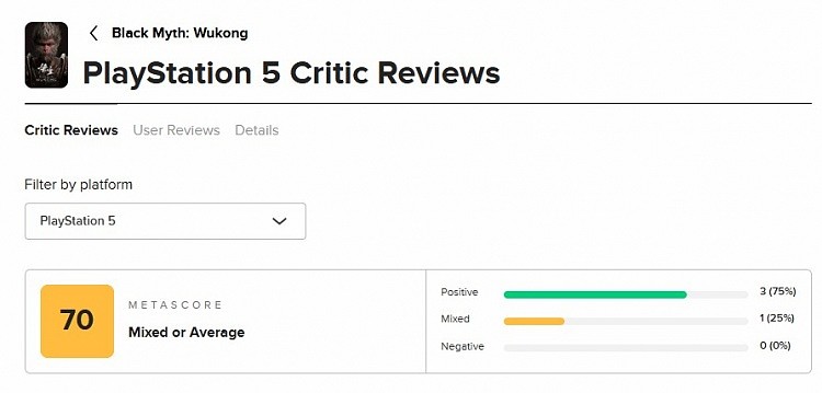 《黑神话：悟空》M站新增三家PS5媒体评分：均为80分 - 2