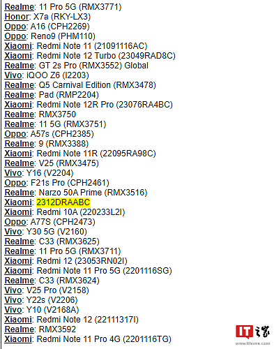 小米新机现身 IMEI 数据库，预计为 Redmi Note 13 系列 - 1