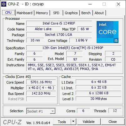 英特尔 i5-12490F 中国特供处理器超频：可达 5.7 GHz，使用 BCLK 方式 - 2