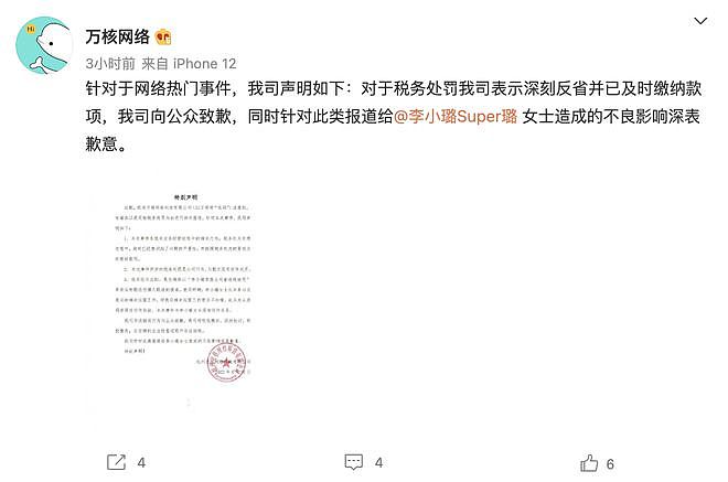 李小璐方回应参股公司偷税一事 涉事公司也发声致歉 - 3
