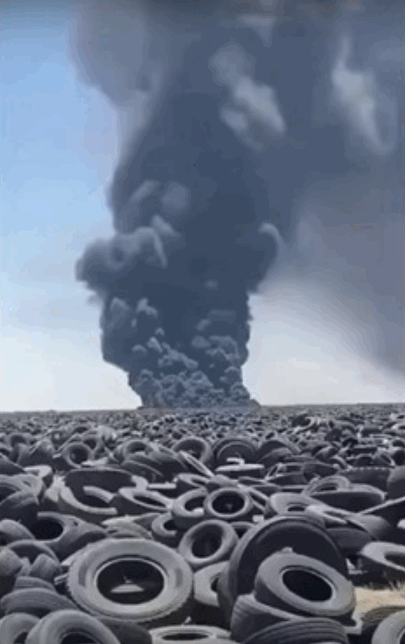 全球最大废弃轮胎垃圾场着火或致全球生态灾难 - 1