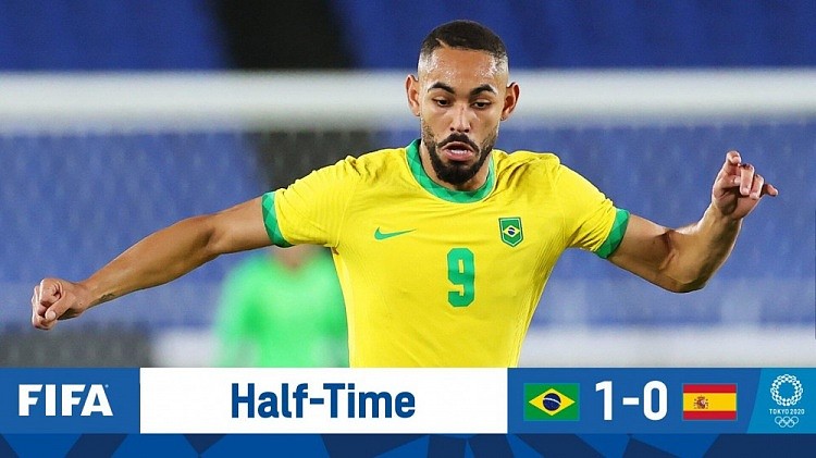 半场-理查利森失点库尼亚补时破门 巴西国奥暂1-0西班牙国奥 - 1