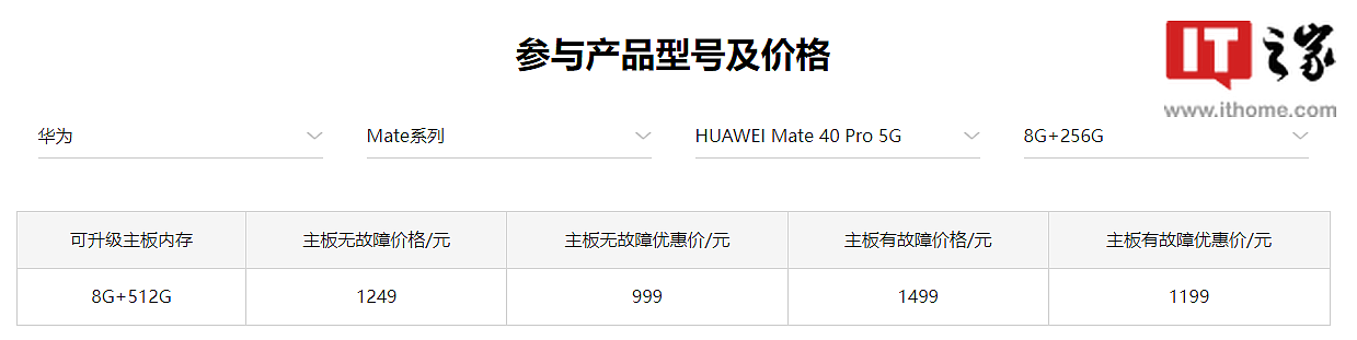华为 Mate 40 系列已支持存储升级，512G 优惠价 999 元 - 2