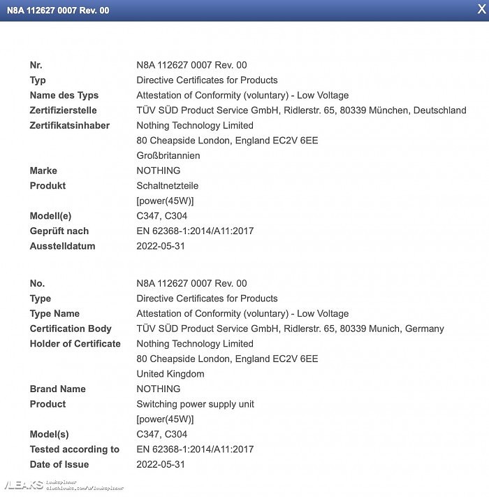 Nothing Phone 1获得TUV认证 传售价约合人民币3300元 - 1