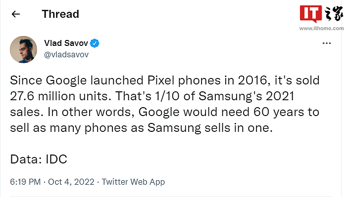 分析报告：谷歌 Pixel 手机再卖 60 年，才能赶上三星手机一年销量 - 2