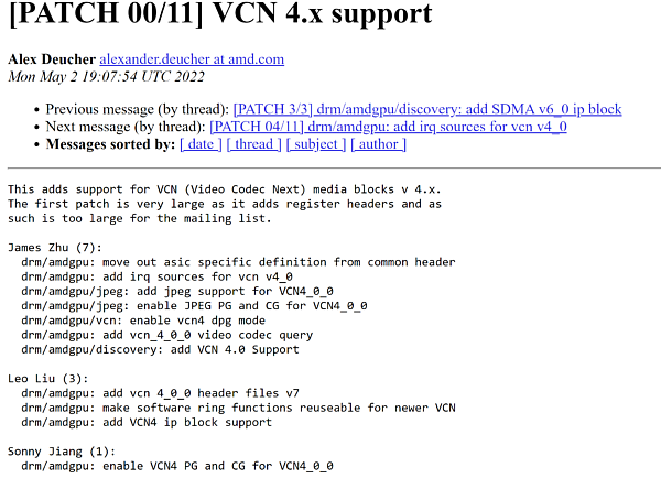 AMD RNDA 3补丁暗示GFX11 GPU支持VCN4 但AV1编码缺席 - 2