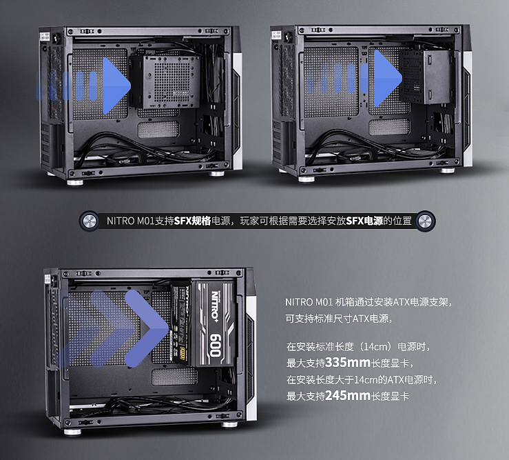 蓝宝石发布 NITRO M01 机箱：电源纵置，支持 335mm 显卡 - 3