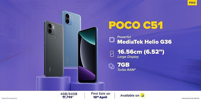 小米 Poco C51 手机发布：联发科 Helio G36 芯片、5000mAh 电池 - 1