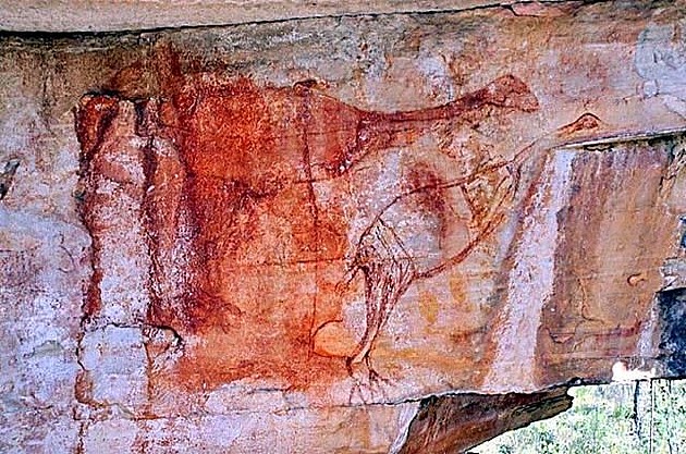 石壁上的牛顿巨鸟古代绘画