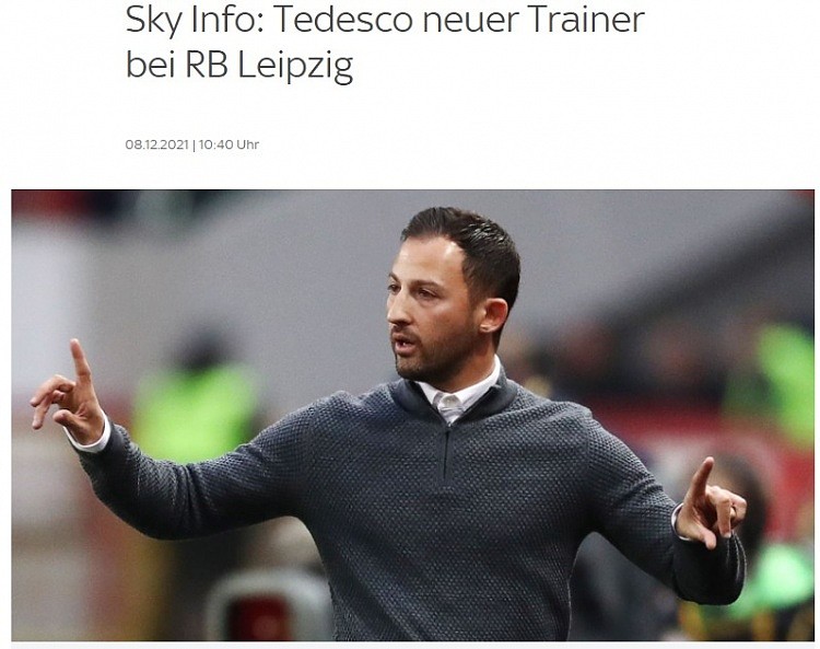 德天空：特德斯科将成为莱比锡新帅，他曾率领沙尔克拿到德甲第二 - 1