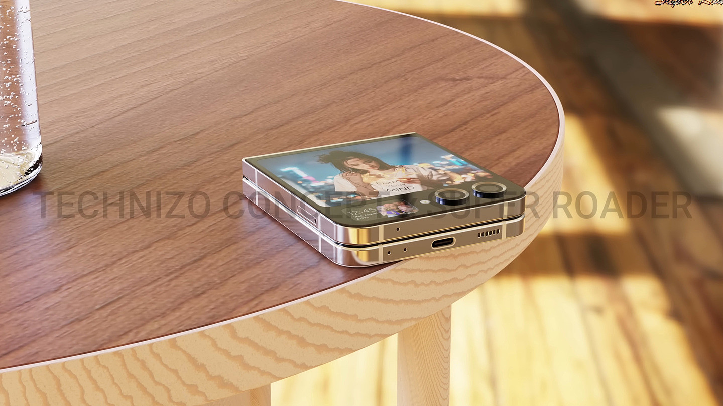 三星 Galaxy Z Flip 5 折叠屏手机渲染图曝光：搭载一大一小双副显示屏 - 5