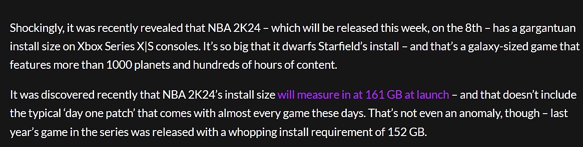 外媒：《NBA 2K24》游戏容量曝光达惊人161GB！纪念版售价超千元 - 1