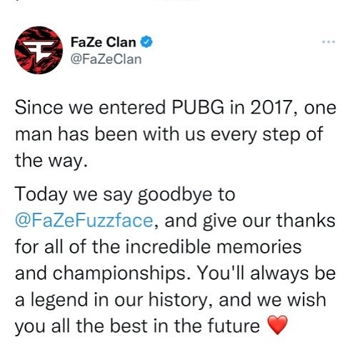 FaZe官方：Fuzzface断开链接 是时候说声再见了 祝你未来一切顺利 - 2