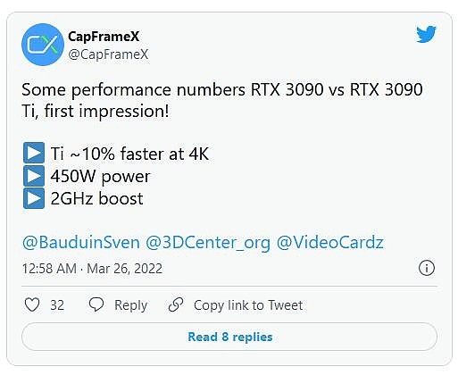 450W高功耗卡皇名不虚传：RTX 3090 Ti 4K性能提升10% - 1