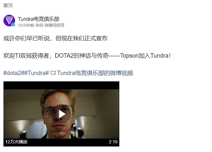 Ti11冠军战队Tundra官宣：TI双冠选手Topson正式加盟队伍 - 2