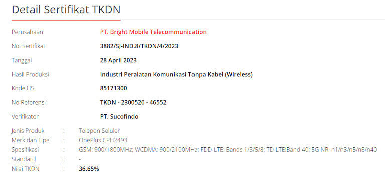 一加 Nord 3 手机通过 TKDN 认证：预计搭载天玑 9000 处理器 - 1