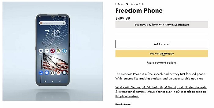 500美元的Freedom Phone智能机 定价与安全性都遭到质疑 - 1