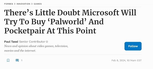 福布斯发文：微软试图收购《幻兽帕鲁》的开发商 - 1
