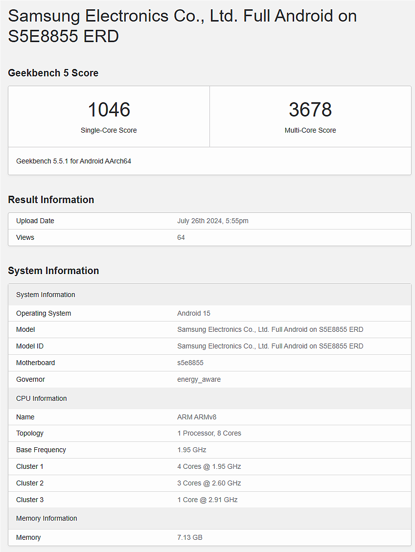 三星 Exynos 1580 现身 Geekbench，性能相当于骁龙 888 或 Exynos 2100 水平 - 1