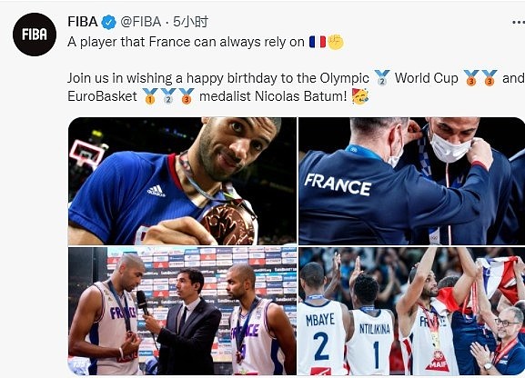 真挚的祝福！FIBA官推发文祝巴图姆33岁生日快乐 - 2