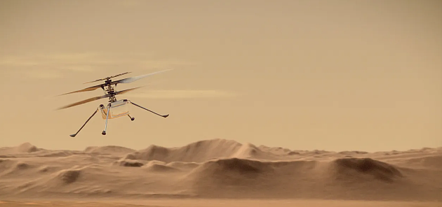 2021年4月19日，一架名为“机智号（Ingenuity）”的小型实验直升机从火星表面升起。