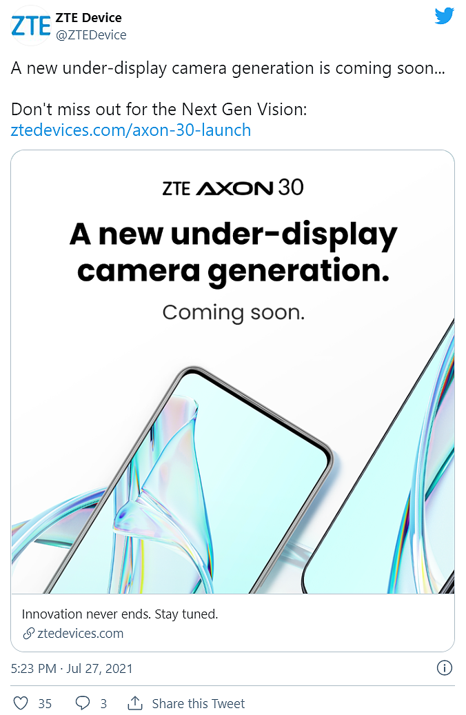 走出国门，中兴 Axon 30 屏下摄像手机将在全球发布 - 1