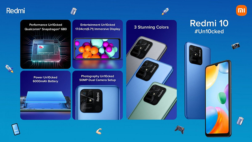 约 919 元起，小米 Redmi 10 手机在印度正式发布：搭载骁龙 680 芯片，6000mAh 大电池 - 1