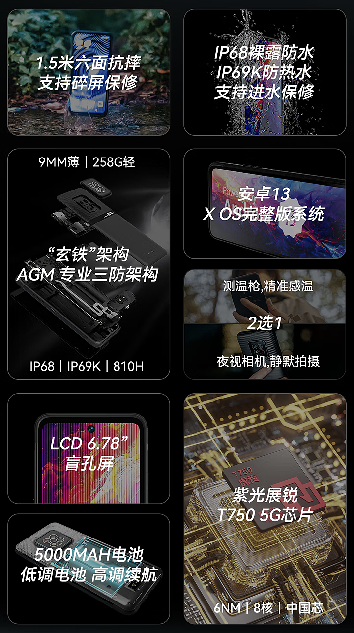 AGM X6 三防手机开售：选配夜视 / 测温、接口裸露防水，首发价 2799 元 - 1