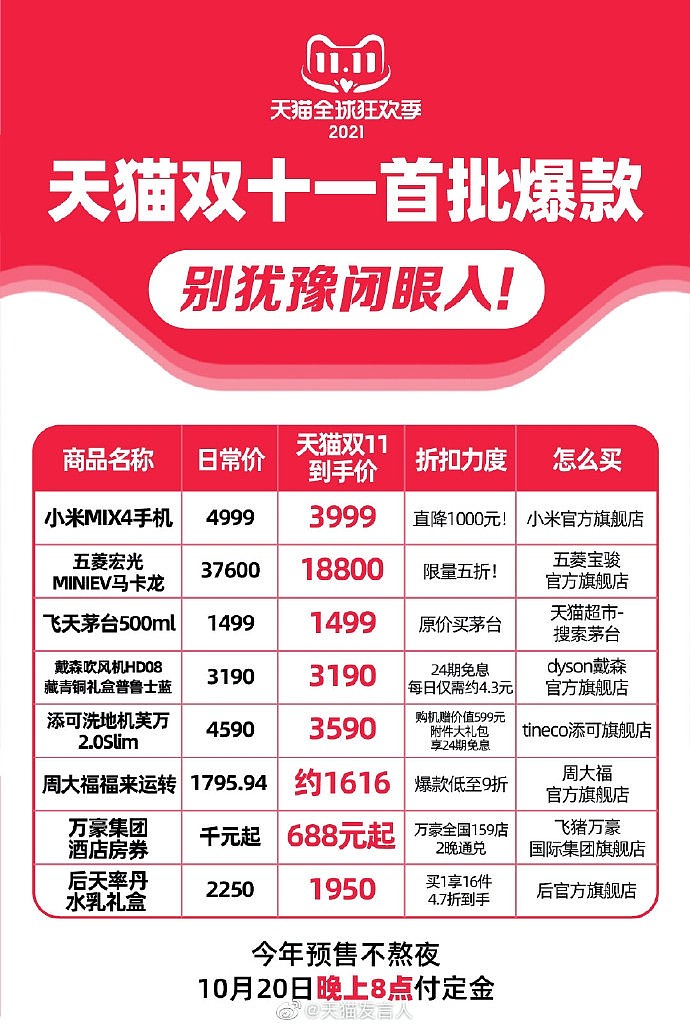 双十一预售提前到今晚8点 首批爆款出炉：最低5折 - 1