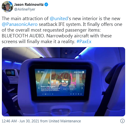 美联航为新客机上的信息娱乐系统引入了蓝牙耳机连接功能 - 3