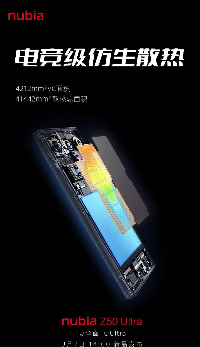 努比亚 Z50 Ultra 手机外观揭晓：超窄四微边直屏 + 第四代屏下摄像技术 - 2