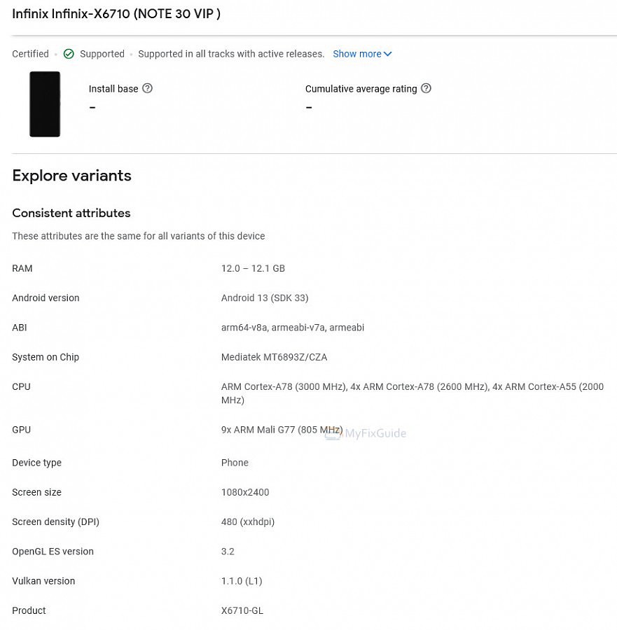 传音 Infinix Note 30 / Pro / VIP 手机现身 Google Play 管理中心：预装安卓 13 系统 - 4