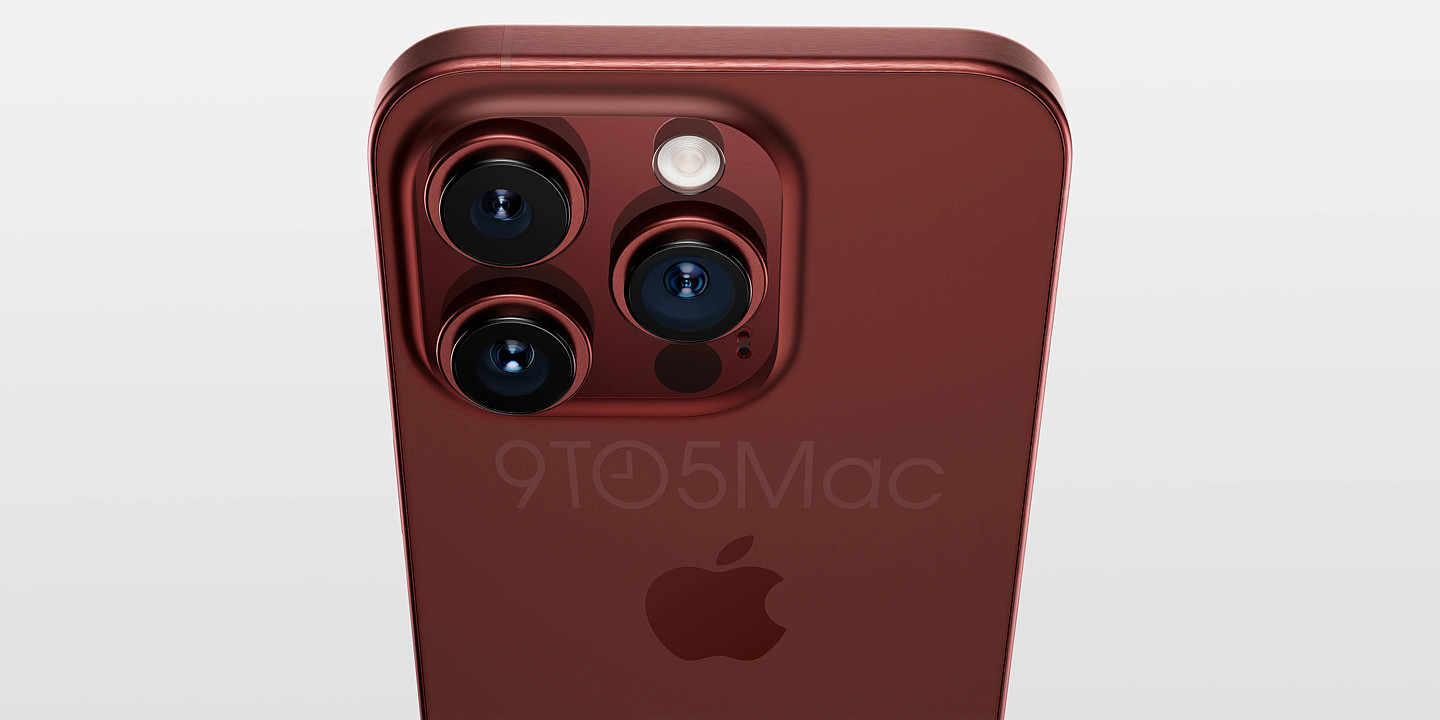 苹果 iPhone 15 Pro 手机高清渲染图再曝光：钛合金中框、相机更凸起、新增深红色 - 8