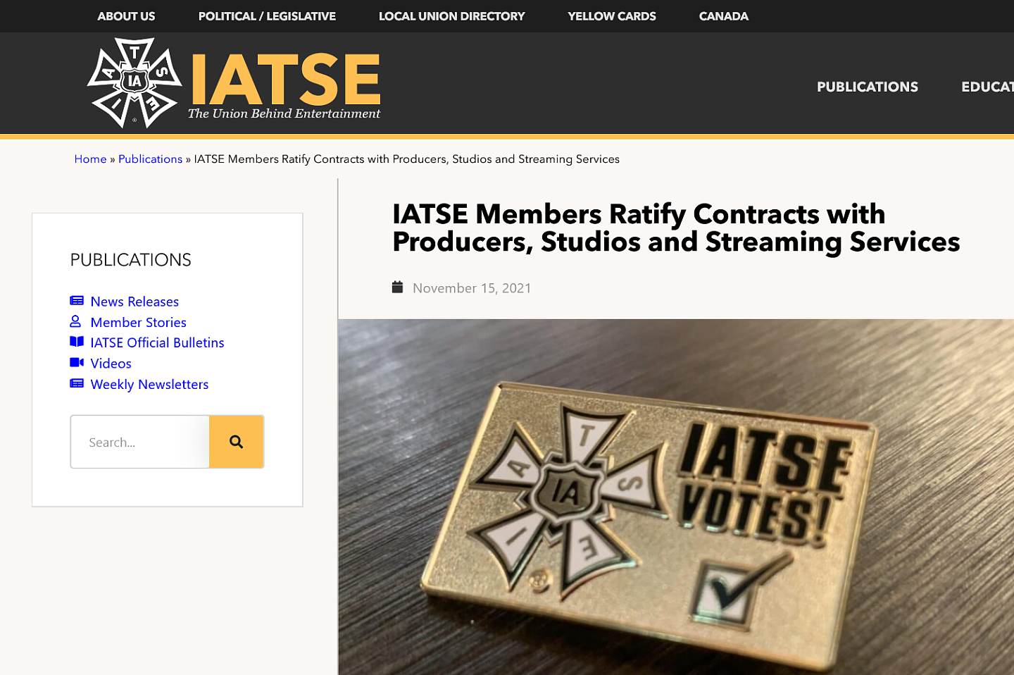 IATSE成员投票通过了包含更好的流媒体薪酬的协议 - 1