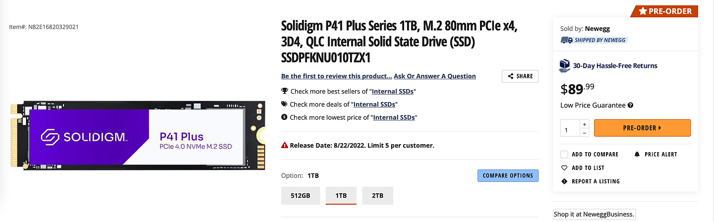 新一代 QLC SSD，Solidigm P41 Plus 海外上市 - 1
