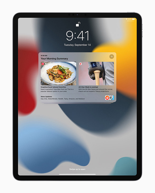 苹果 iPadOS 15 正式版官方详解：M1 iPad Pro 展示多任务处理设计、主屏幕小组件布局、App 资源库、翻译 App... - 9