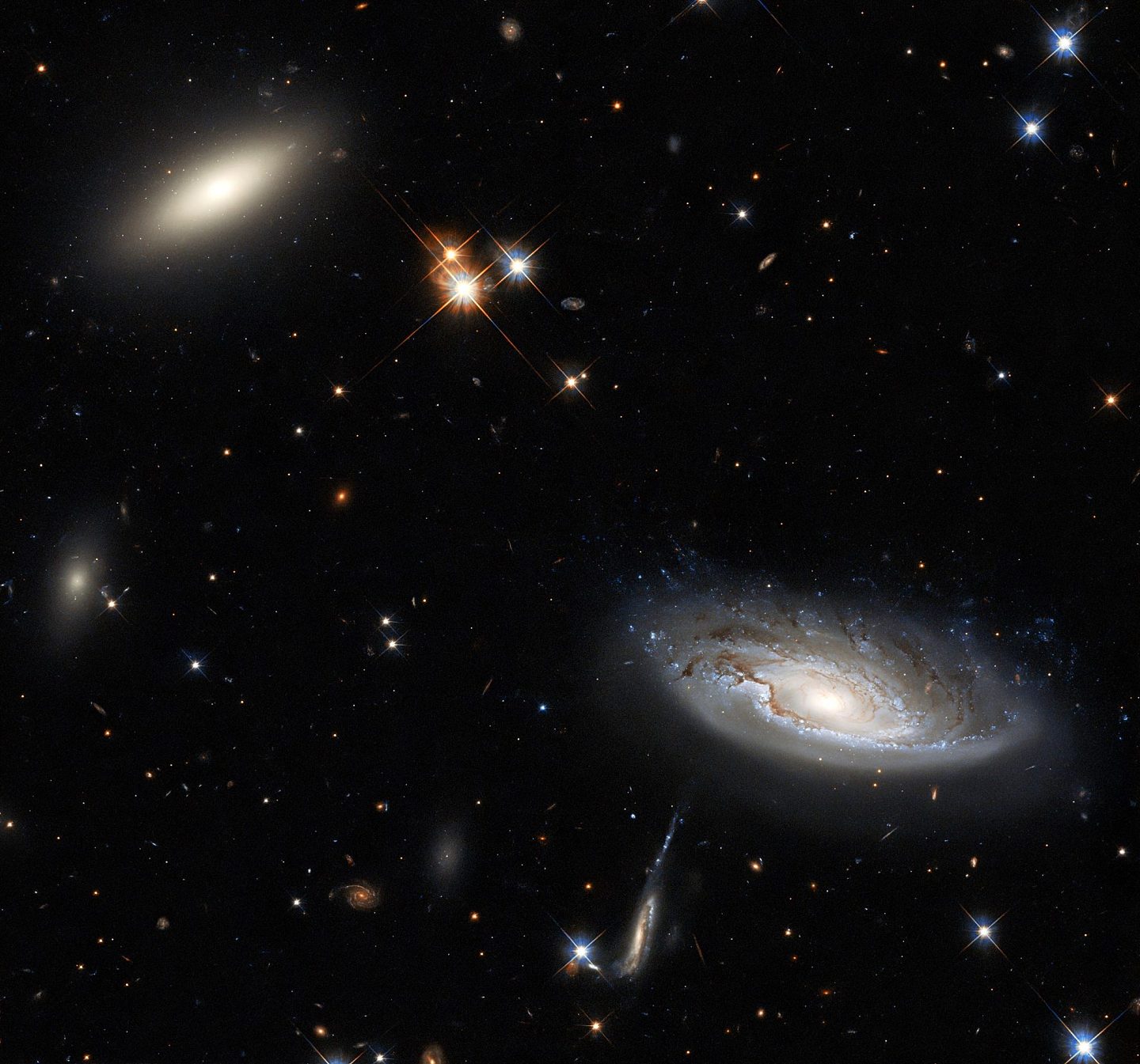 哈勃望远镜捕捉到英仙座星系团中的两个巨大星系 - 1