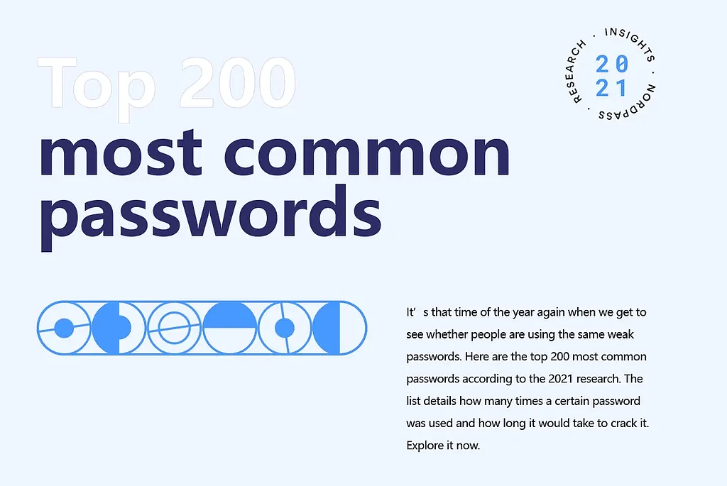 ​NordPass公布2021最常见密码榜单：榜首仍是“123456”破解不需要1秒 - 1