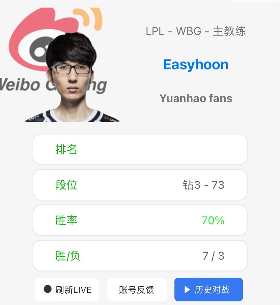 WBG主教练Easyhoon更改ID：Yuanhao Fans（李元浩粉丝） - 1