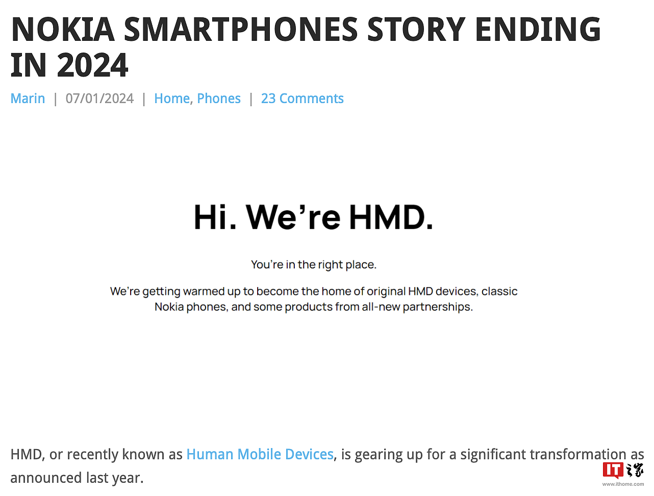 消息称 HMD Global 今年将与诺基亚“分手”，未来不再推出相关品牌手机 - 1