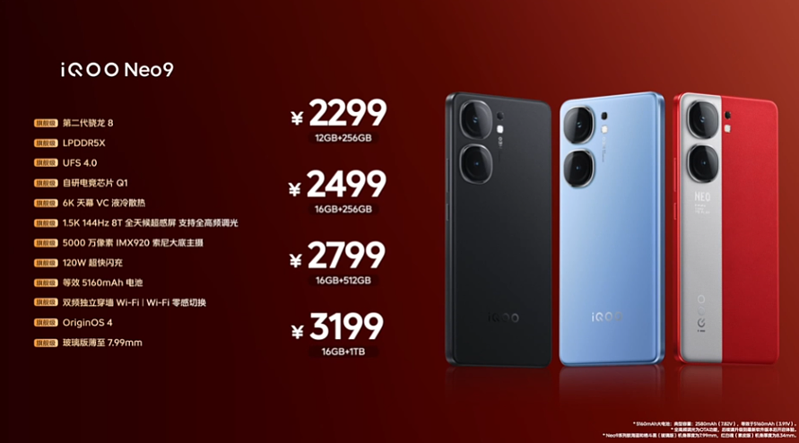 2299 元起，iQOO Neo9 / Pro 系列手机发布：骁龙 8 Gen 2 / 天玑 9300 处理器，120W 闪充 - 1