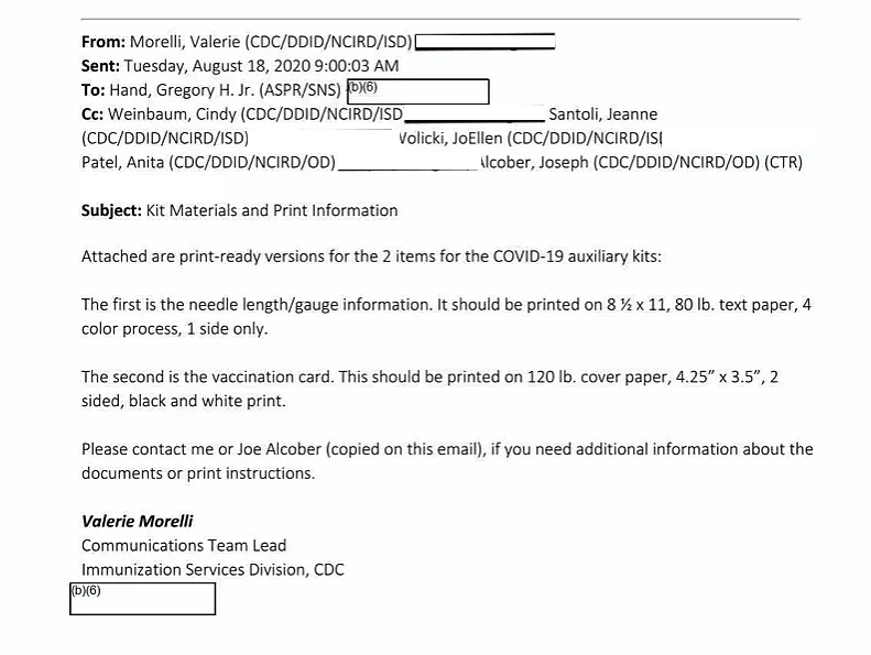 美CDC电子邮件显示疫苗卡本应该可以做成完美放进钱包里的尺寸 - 3