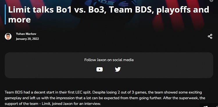 BDS.Limit：LEC每位选手都更喜欢BO3 但可惜这可能实现不了 - 1